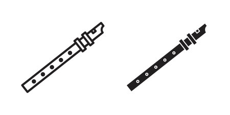 Flute icons Concepts. black solid and line stroke designs for web and app useのイラスト素材