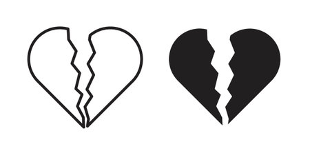 Heart Crack icons Concepts. black solid and line stroke designs for web and app useのイラスト素材