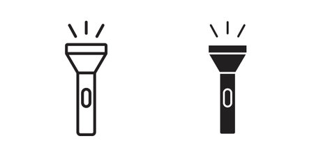 Flashlight icons Concepts. black solid and line stroke designs for web and app useのイラスト素材