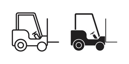 Forklift icons Concepts. black solid and line stroke designs for web and app useのイラスト素材