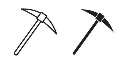 Pickaxe icons Concepts. black solid and line stroke designs for web and app useのイラスト素材