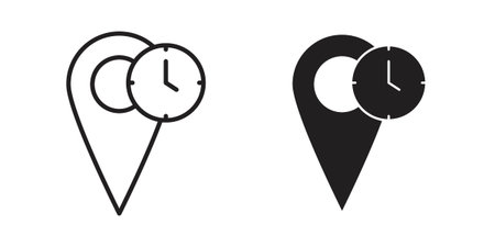 Real time location icons Concepts. black solid and line stroke designs for web and app useのイラスト素材