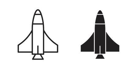 Space shuttle icons Concepts. black solid and line stroke designs for web and app useのイラスト素材