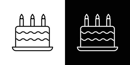 Cake birthday icon. Outline symbol for Website UI
