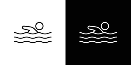 Swimmer icon. Outline symbol for Website UIのイラスト素材