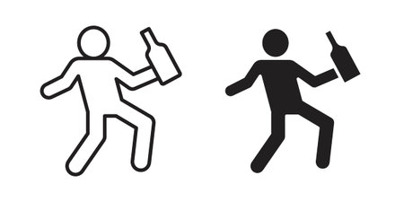 Drunk human icons suitable for infographics, websites and print media and interfaces. Line vector icon.のイラスト素材