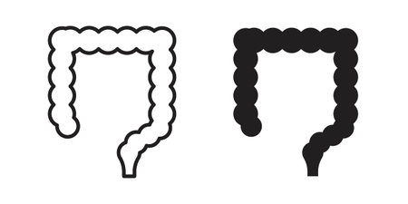 Large intestine icons suitable for infographics, websites and print media and interfaces. Line...