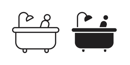 Person Bathing icons suitable for infographics, websites and print media and interfaces. Line vector icon.のイラスト素材