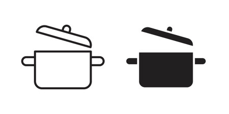 Stew pot icons suitable for infographics, websites and print media and interfaces. Line vector icon.のイラスト素材