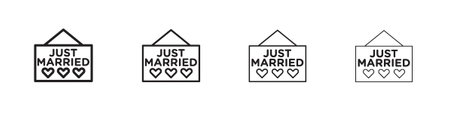 Just married icon. Simple graphic element setのイラスト素材