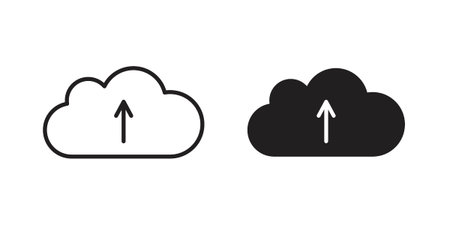 Cloud upload icon or logo pack. Vector Illustration Outline and flatのイラスト素材