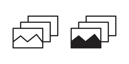 Gallery icon or logo pack. Vector Illustration Outline and flat