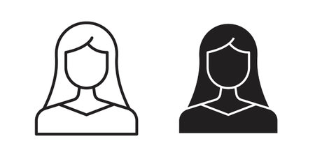 Woman icon or logo pack. Vector Illustration Outline and flatのイラスト素材