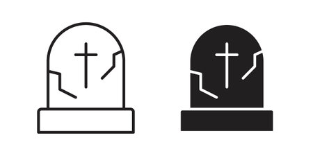 Tombstone icon or logo pack. Vector Illustration Outline and flatのイラスト素材