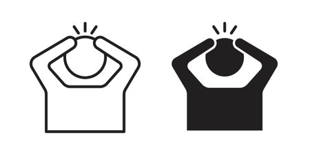 Anxiety or stress icon or logo pack. Vector Illustration Outline and flatのイラスト素材