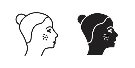 Acne icon vector Illustration and outline Icons. vector silhouette.のイラスト素材