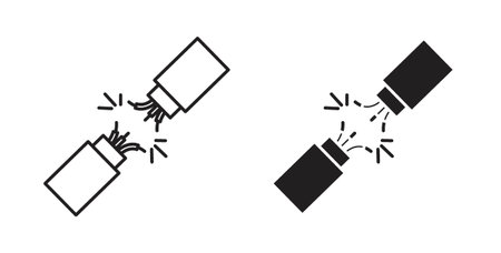 Broken Wire Icon icon vector Illustration and outline Icons. vector silhouette.のイラスト素材