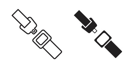 Car seat belt icon vector Illustration and outline Icons. vector silhouette.のイラスト素材