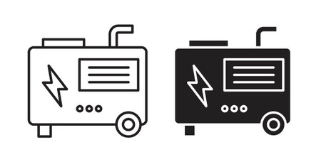 Electric generator icon vector Illustration and outline Icons. vector silhouette.のイラスト素材