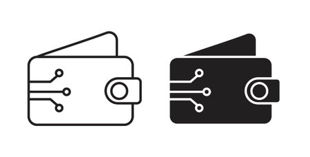 Digital wallet icon vector Illustration and outline Icons. vector silhouette.のイラスト素材