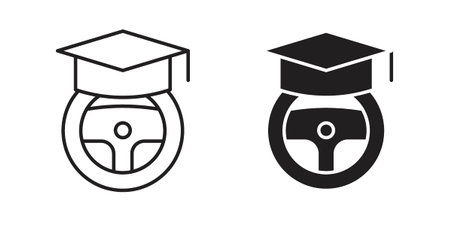 Driving school icon vector Illustration and outline Icons. vector silhouette.のイラスト素材