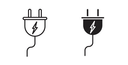 Electrical plug icon vector Illustration and outline Icons. vector silhouette.のイラスト素材
