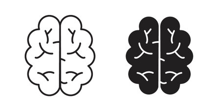 Human brain icon vector Illustration and outline Icons. vector silhouette.のイラスト素材