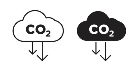 Low carbon dioxide icon vector Illustration and outline Icons. vector silhouette.のイラスト素材