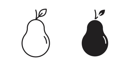 Pear icon vector Illustration and outline Icons. vector silhouette.のイラスト素材