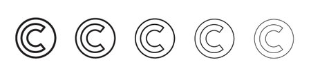 Copyright icon. Thin line illustration. outline drawing, Editable strokeのイラスト素材
