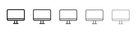 Computer screen icon. Thin line illustration. outline drawing, Editable strokeのイラスト素材