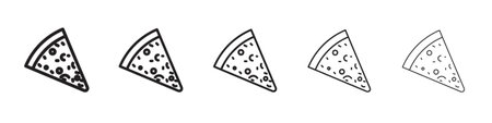 Pizza slice icon. Thin line illustration. outline drawing, Editable strokeのイラスト素材