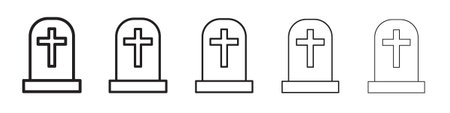 Tombstone icon. Thin line illustration. outline drawing, Editable strokeのイラスト素材
