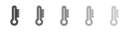 Thermometer half icon. Thin line illustration. outline drawing, Editable strokeのイラスト素材