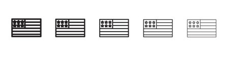 USA flag icon. Thin line illustration. outline drawing, Editable strokeのイラスト素材