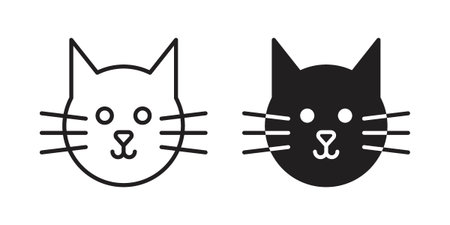 Cat icon, line symbols on white background. EPS10のイラスト素材