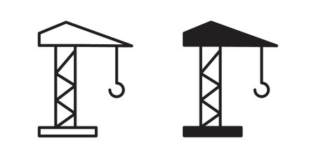 Construction crane icon, line symbols on white background. EPS10のイラスト素材