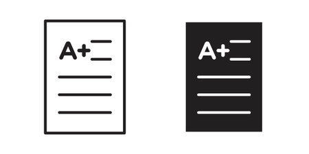 Report card icon, line symbols on white background. EPS10のイラスト素材
