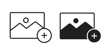 Add photos icon vector logo design element. Vector emblem template.のイラスト素材