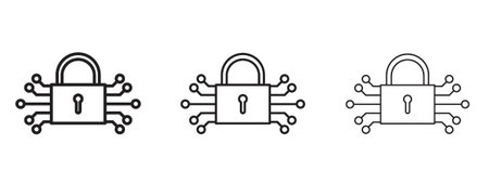 Digital Locked icon in stroke art design versions. EPS 10のイラスト素材