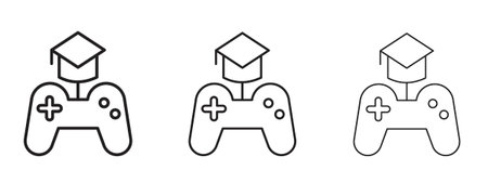 Game based learning icon in stroke art design versions. EPS 10のイラスト素材