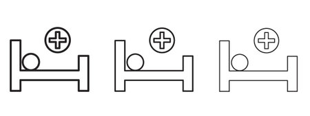 Hospital bed icon in stroke art design versions. EPS 10のイラスト素材