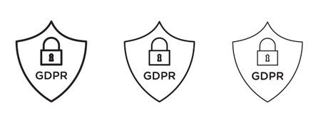 GDPR shield icon in stroke art design versions. EPS 10のイラスト素材
