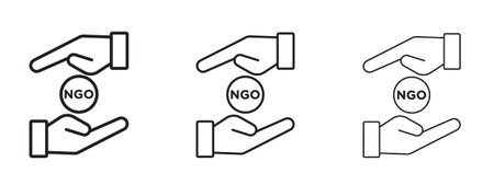 NGO icon in stroke art design versions. EPS 10のイラスト素材