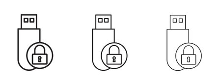 Pendrive security icon in stroke art design versions. EPS 10のイラスト素材