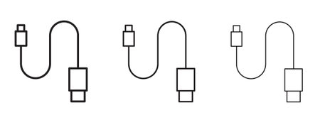 Phone cable icon in stroke art design versions. EPS 10のイラスト素材