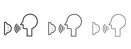 Voice control icon in stroke art design versions. EPS 10のイラスト素材