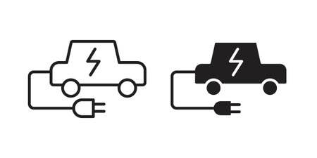 Electric Car icon. simple thin line icon vector illustration pack on whiteのイラスト素材