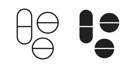 Painkiller pills icon. simple thin line icon vector illustration pack on whiteのイラスト素材