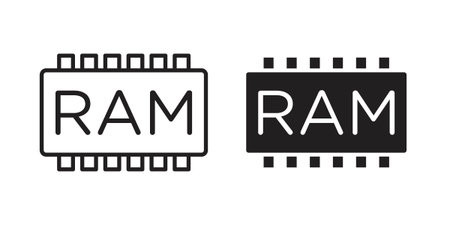 Ram memory icon. simple thin line icon vector illustration pack on white